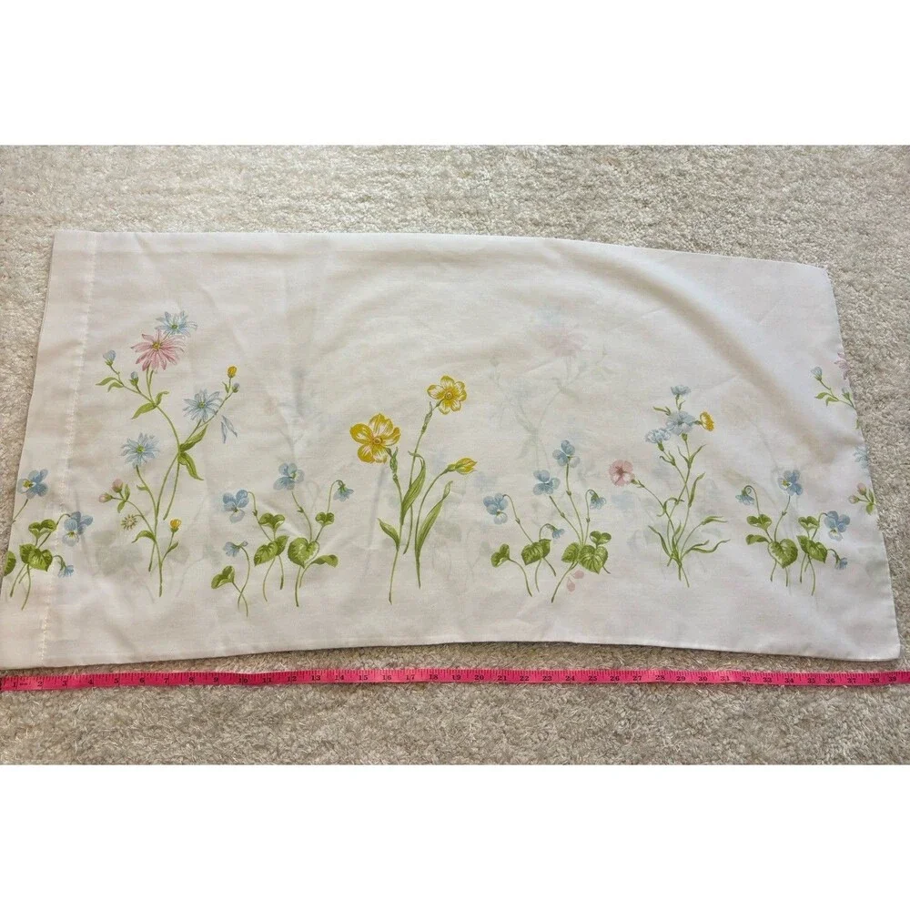 Vintage Spring Wildflower King Pillowcase Cottagecore Shabby Chic White 20X35